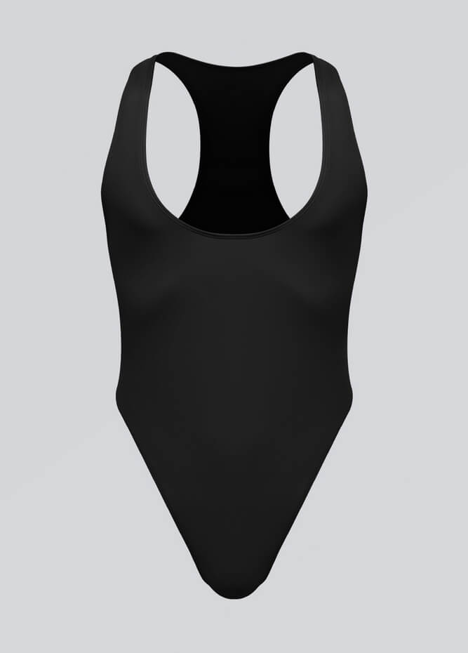 Mens Wide Neck Racerback Thong Sporty Bodysuit