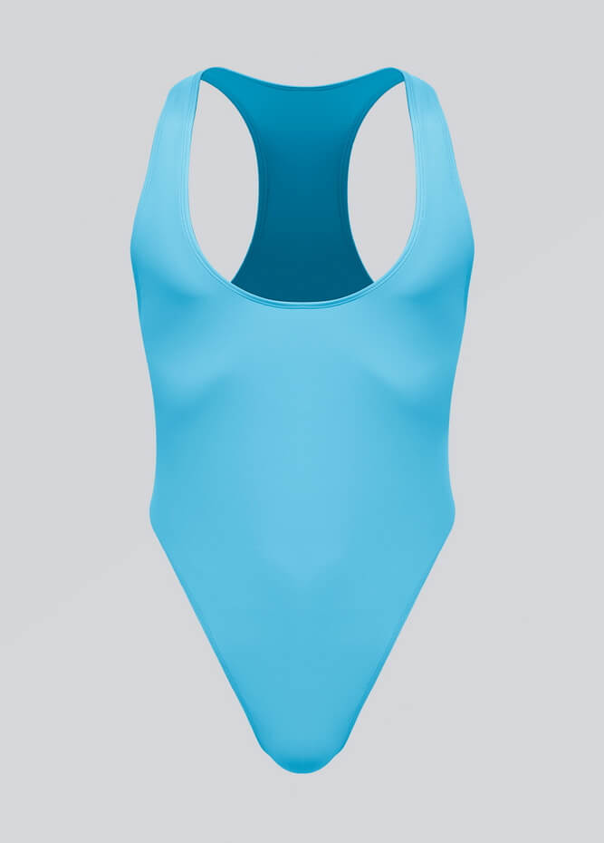 Mens Wide Neck Racerback Thong Sporty Bodysuit