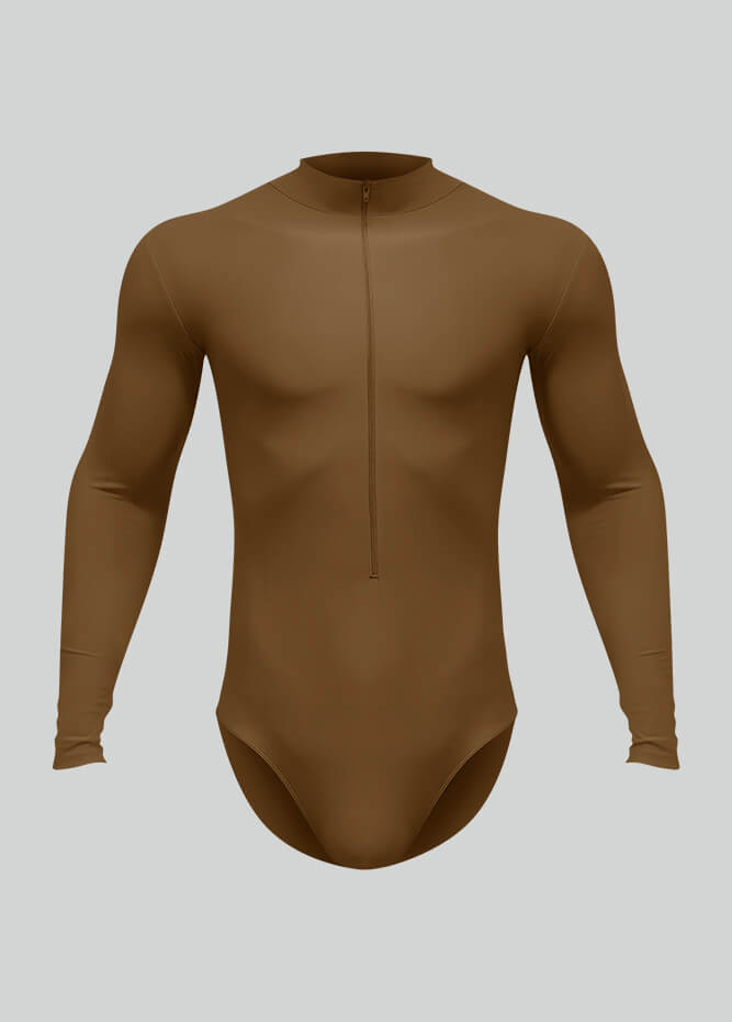 Mens Zip Front Long Sleeve Leotard