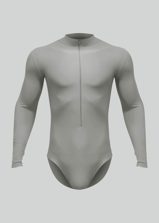 Mens Zip Front Long Sleeve Leotard