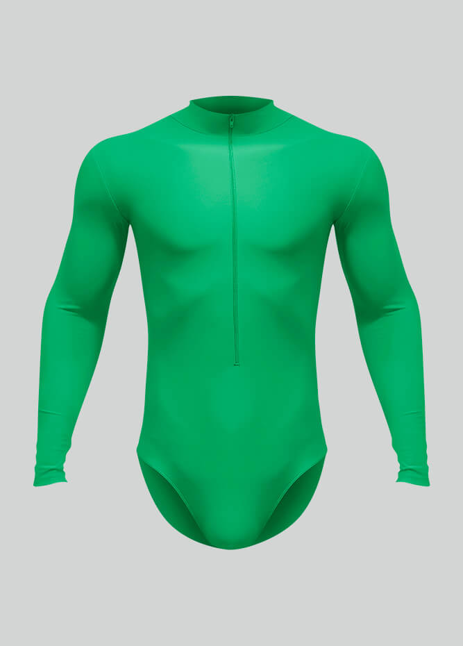 Mens Zip Front Long Sleeve Leotard
