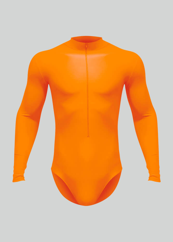 Mens Zip Front Long Sleeve Leotard
