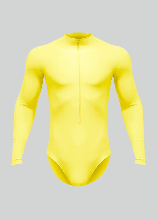 Mens Zip Front Long Sleeve Leotard