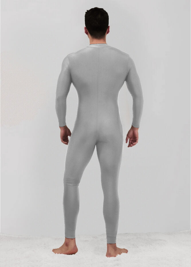 Mens Zip Front Spandex Long Sleeve Unitard