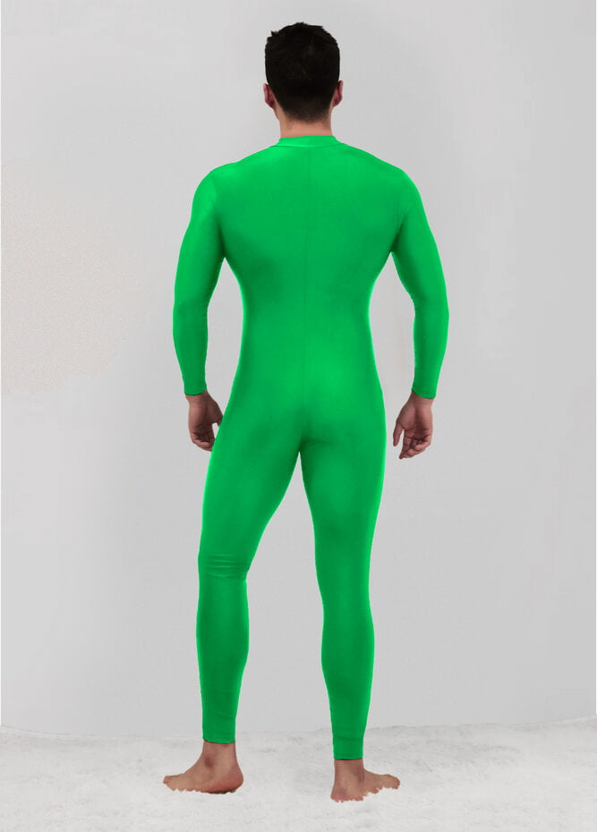 Mens Zip Front Spandex Long Sleeve Unitard