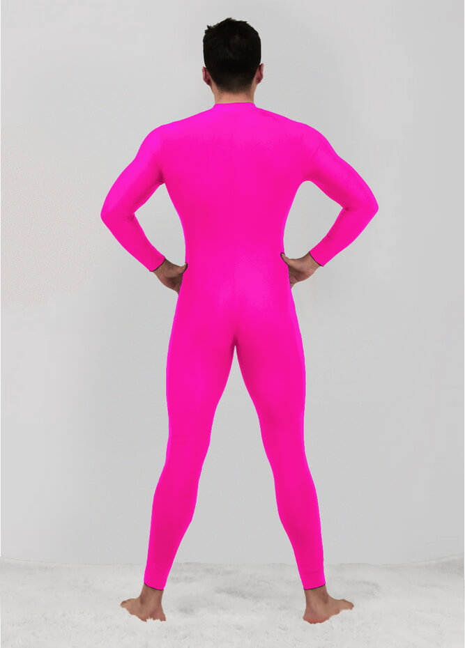 Mens Zip Front Spandex Long Sleeve Unitard