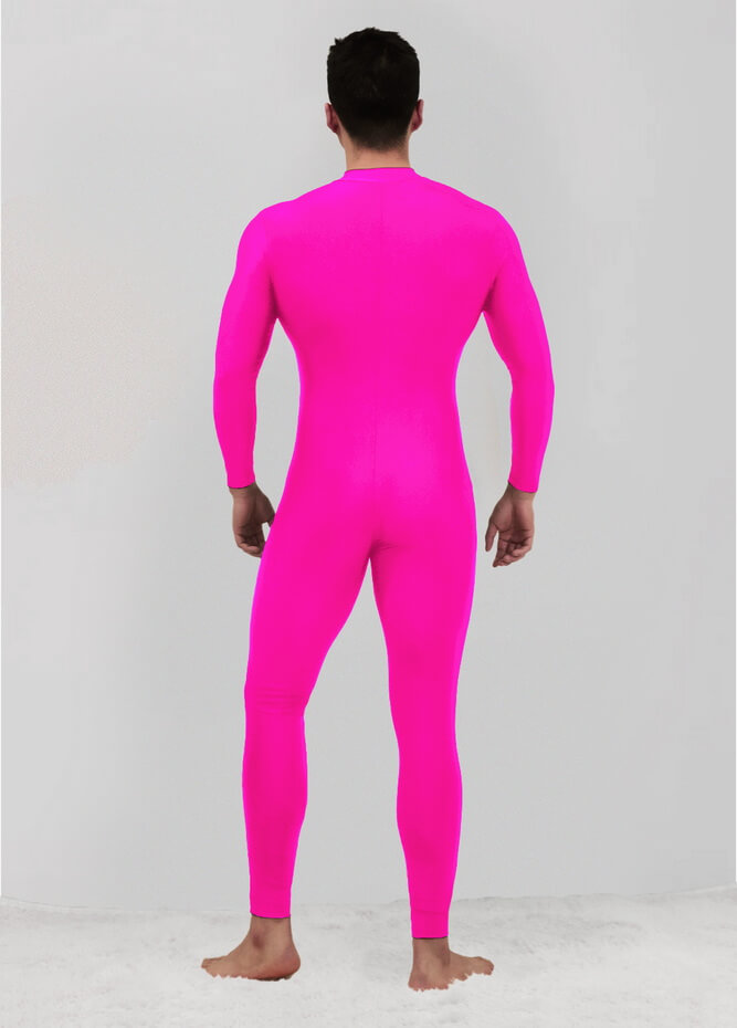 Mens Zip Front Spandex Long Sleeve Unitard