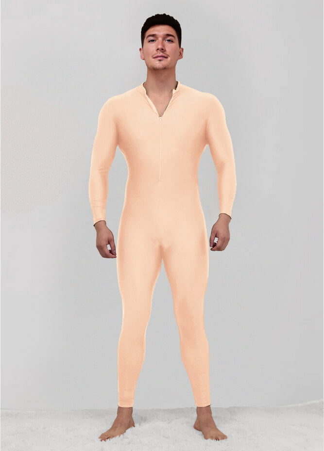 Mens Zip Front Spandex Long Sleeve Unitard
