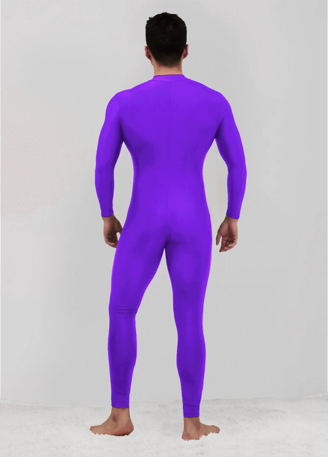 Mens Zip Front Spandex Long Sleeve Unitard