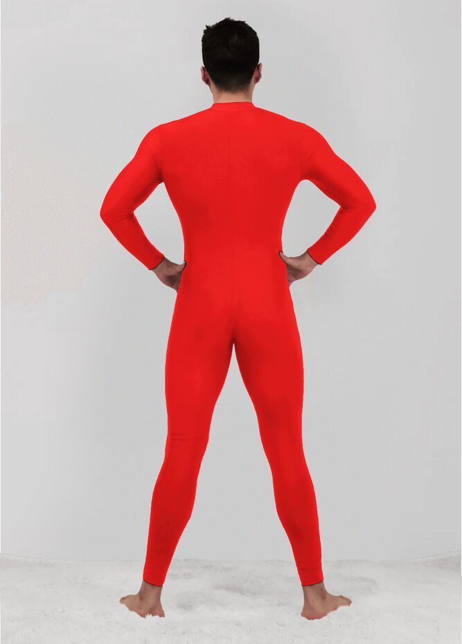 Mens Zip Front Spandex Long Sleeve Unitard