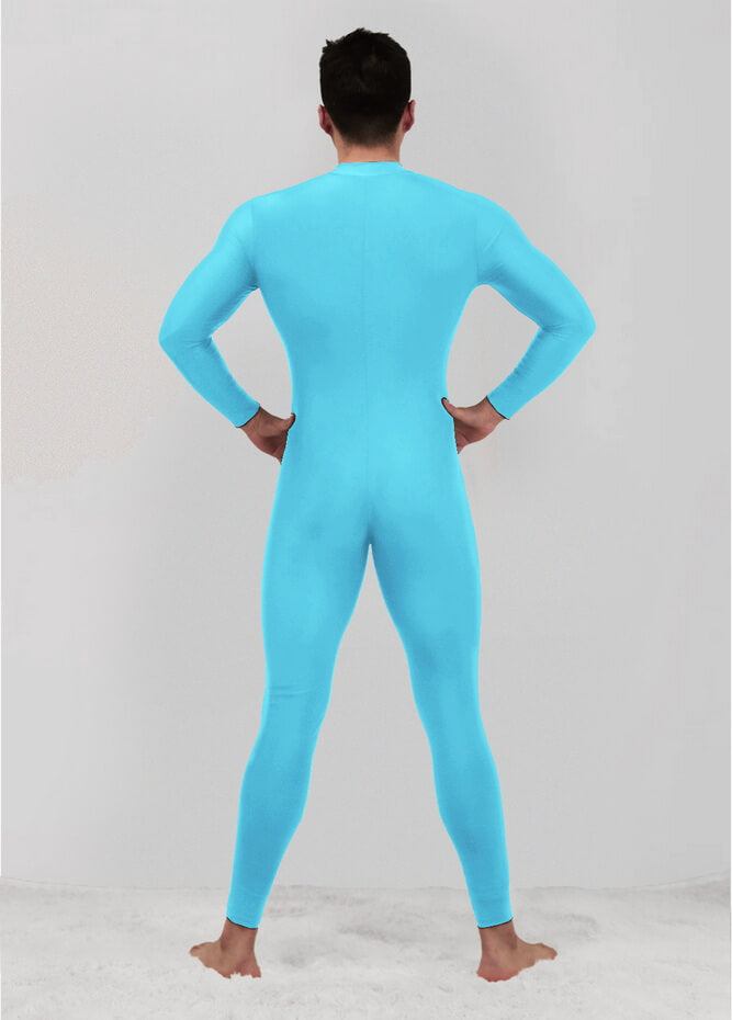 Mens Zip Front Spandex Long Sleeve Unitard
