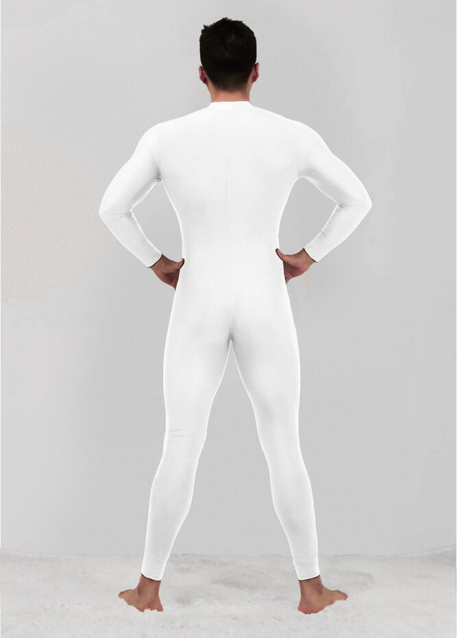 Mens Zip Front Spandex Long Sleeve Unitard
