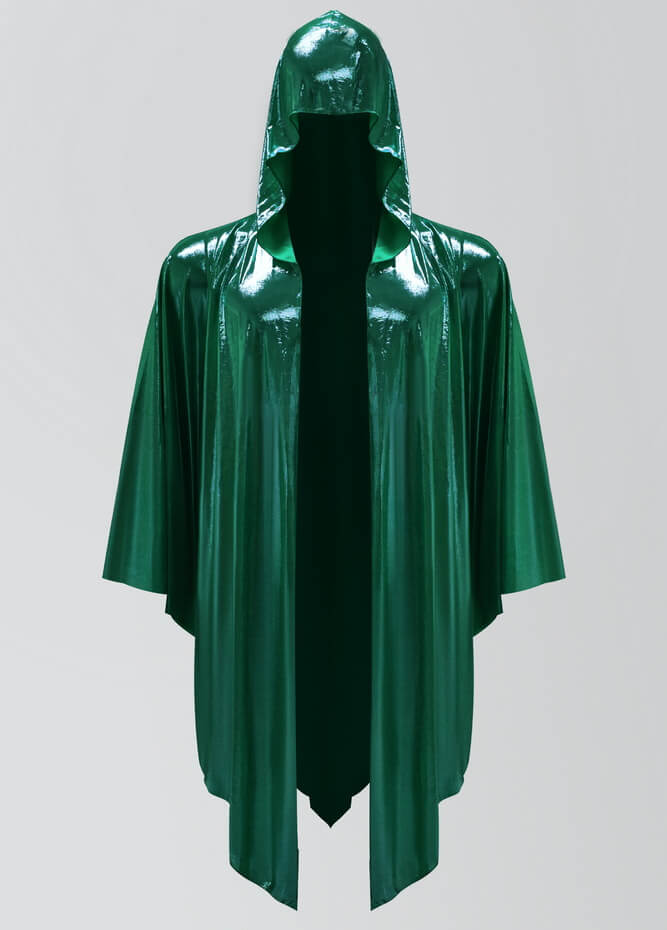 Mystique Metallic Hooded Cape | Shimmering Festival Long Cloak