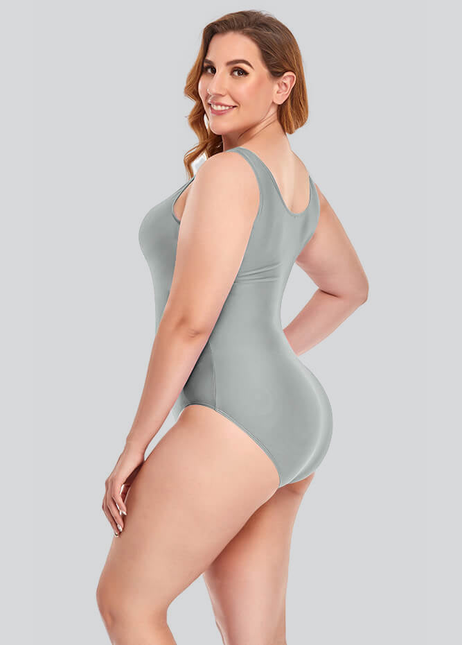 Plus Size Tank Leotard with Scoop Neck Bodysuit