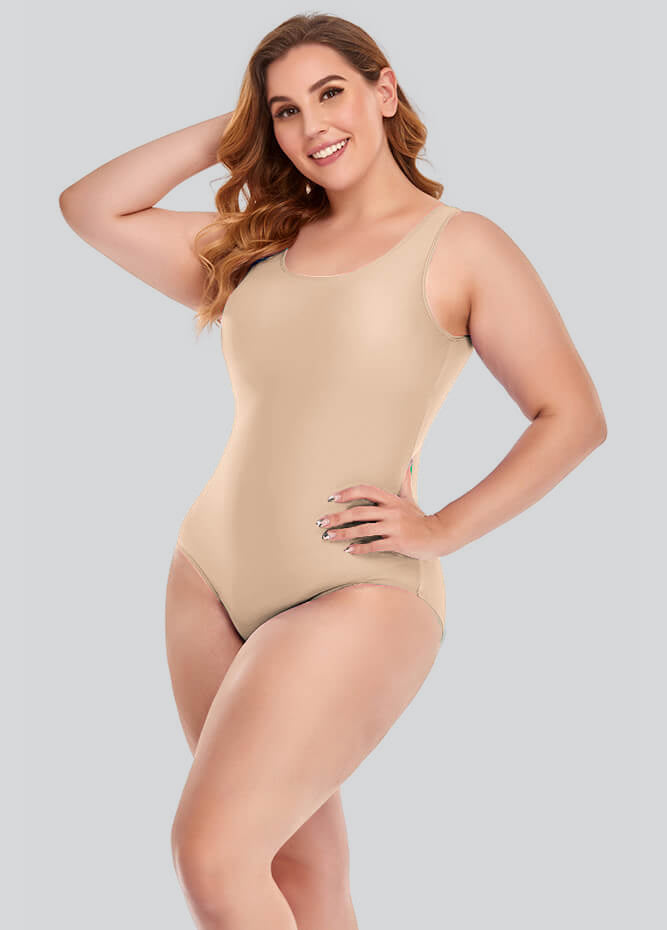 Plus Size Tank Leotard with Scoop Neck Bodysuit