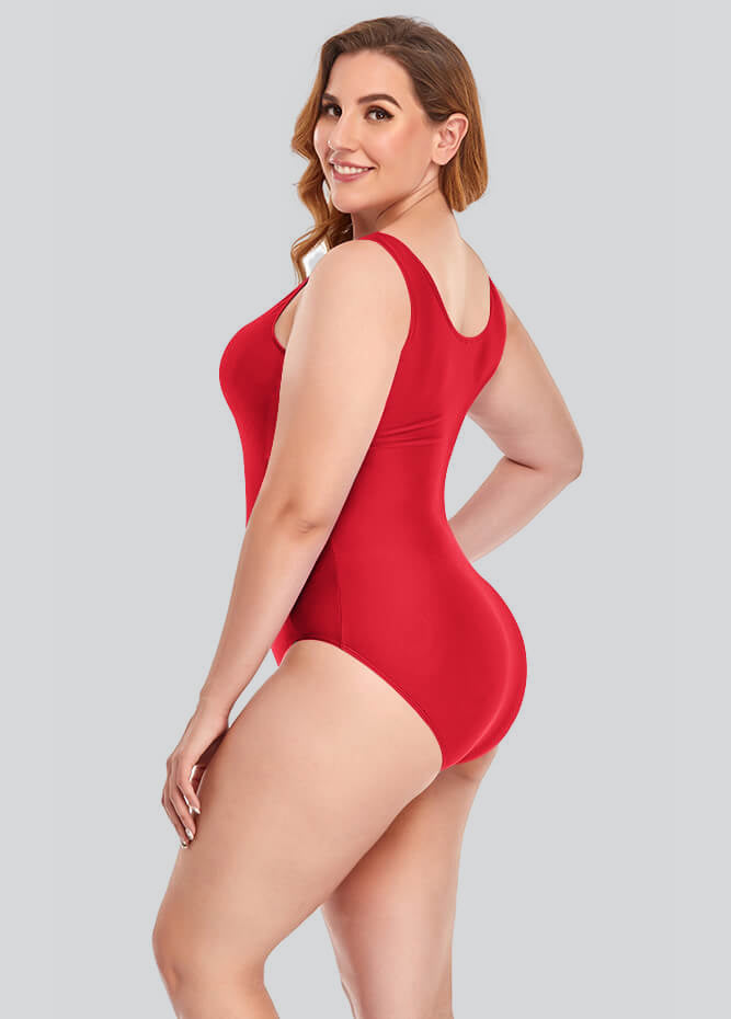 Plus Size Tank Leotard with Scoop Neck Bodysuit