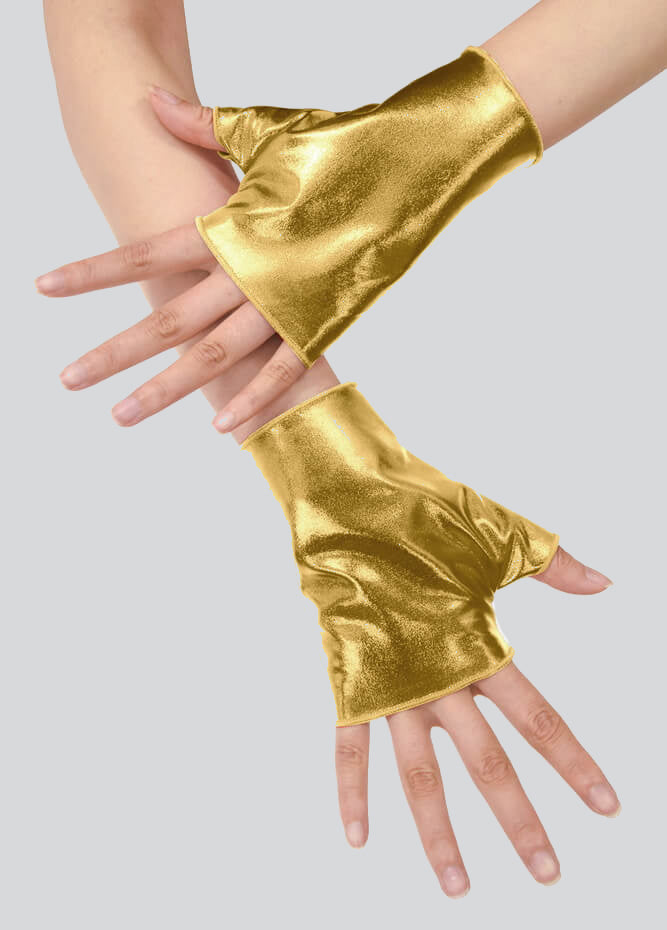 Shiny Metallic Fingerless Gloves