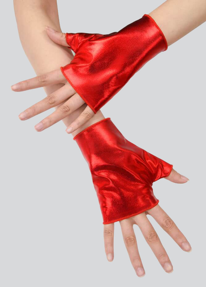 Shiny Metallic Fingerless Gloves