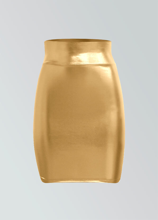 Shiny Metallic High Waist Pencil Skirt