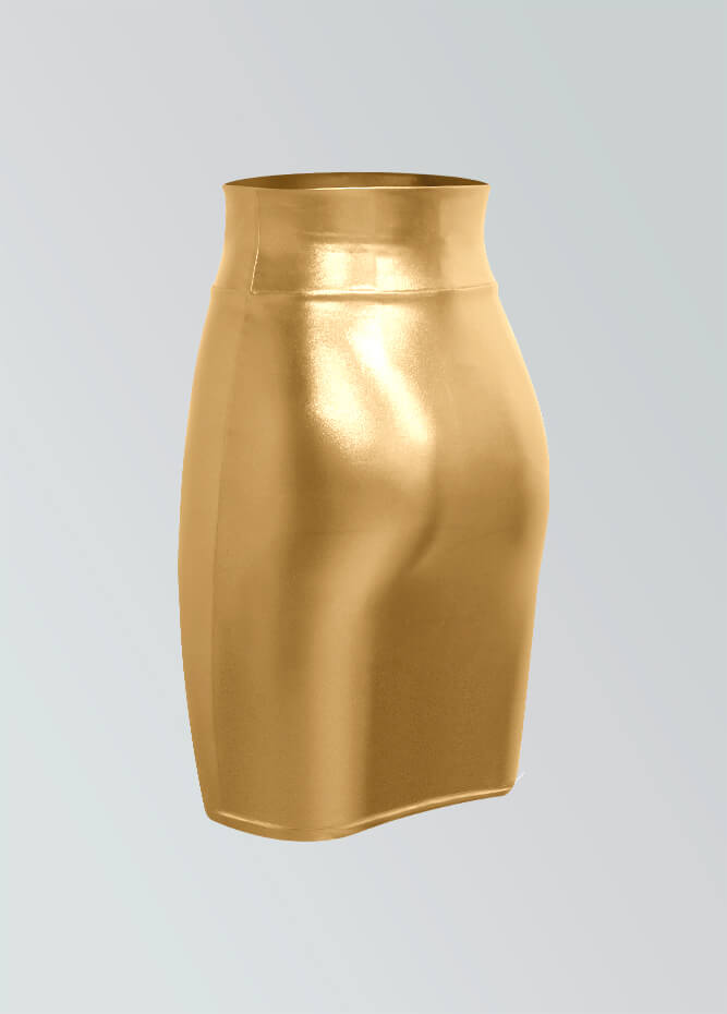Shiny Metallic High Waist Pencil Skirt