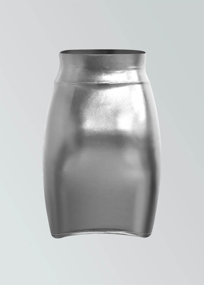 Shiny Metallic High Waist Pencil Skirt