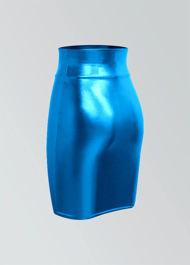 Shiny Metallic High Waist Pencil Skirt