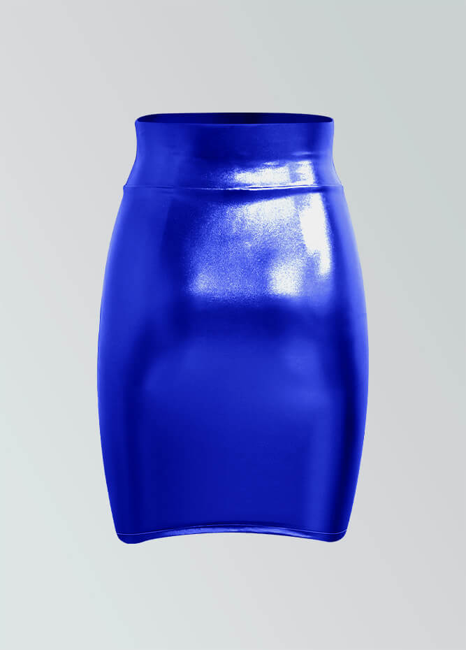 Shiny Metallic High Waist Pencil Skirt
