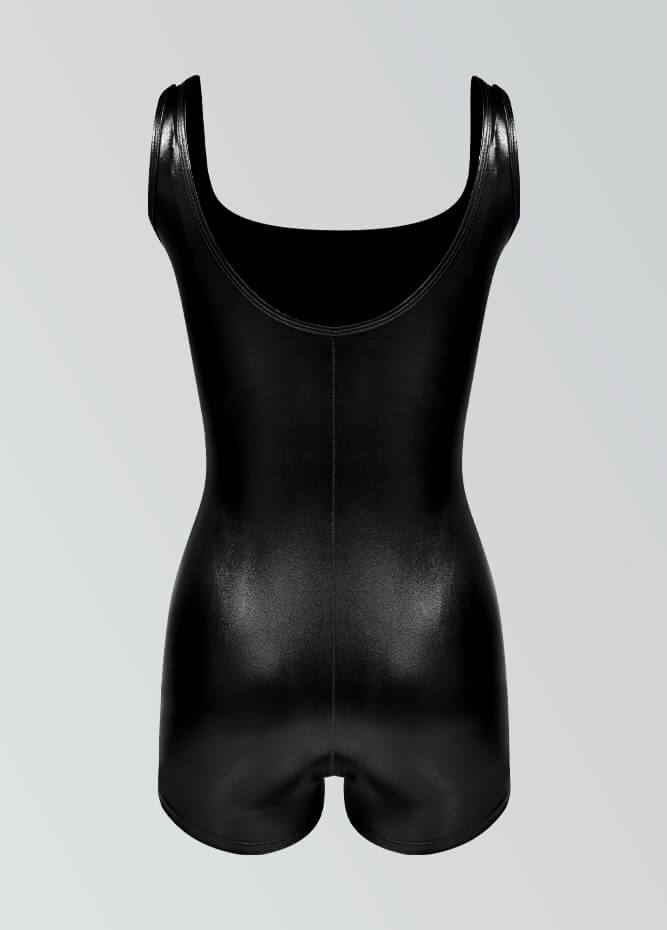 Womens Shiny Metallic Tank Short Unitard