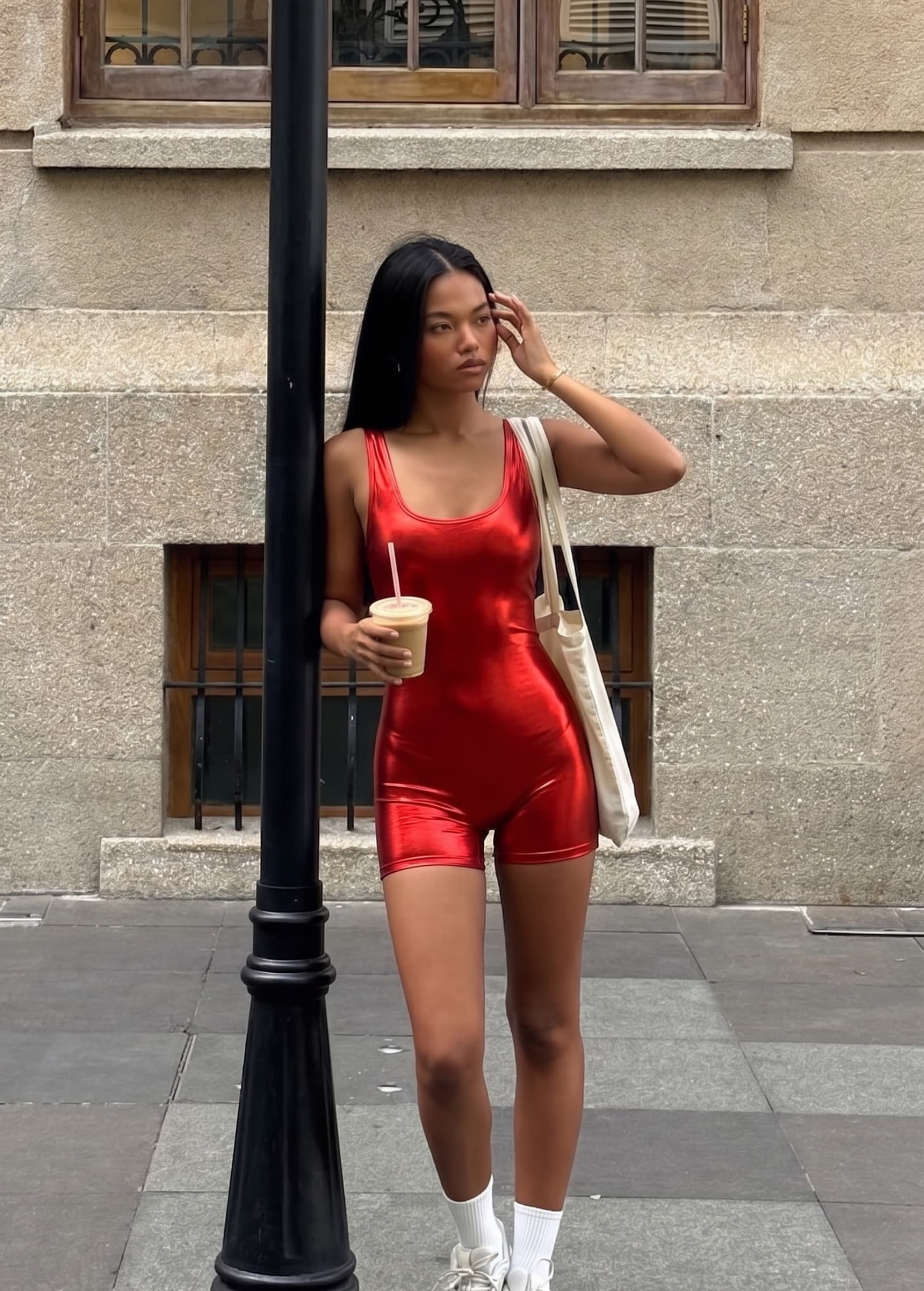 Womens Shiny Metallic Tank Short Unitard
