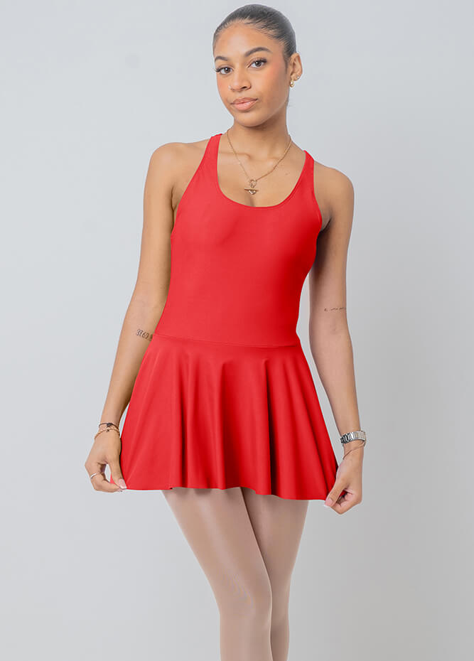Sleeveless Racerback Fitness Skirted Leotard