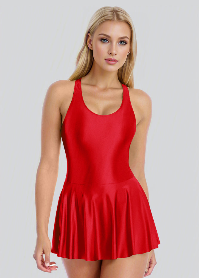 Sleeveless Racerback Fitness Skirted Leotard