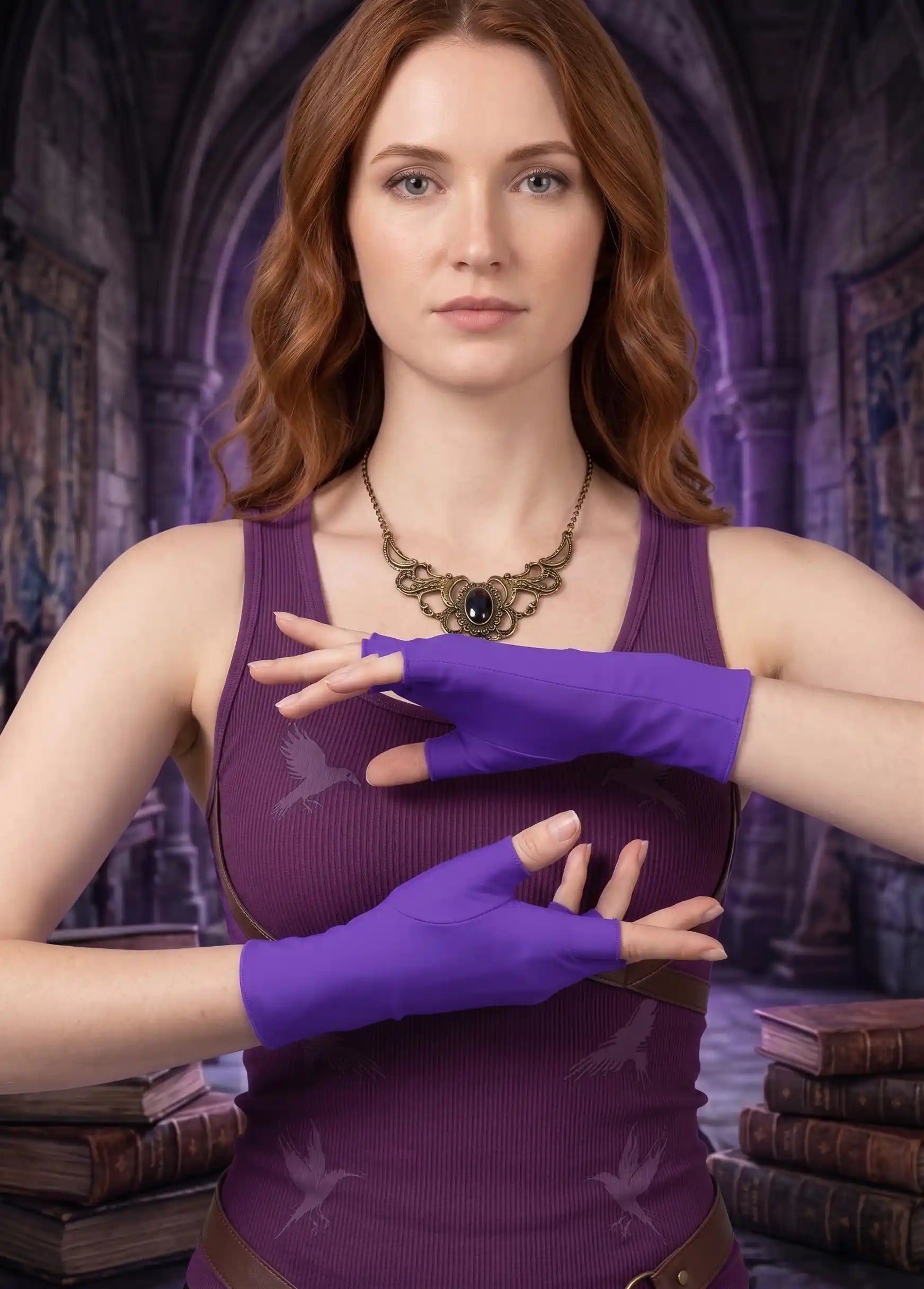 High-Stretch Spandex Fingerless Gloves | Matte Finger Loop Arm Sleeves
