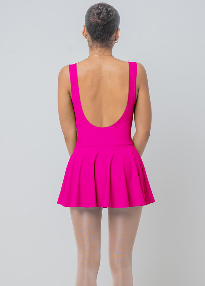 Womens Backless Tank Skirted Leotard