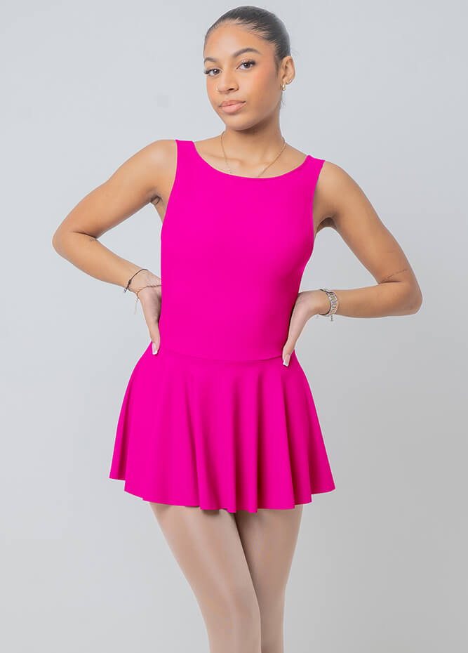 Womens Backless Tank Skirted Leotard