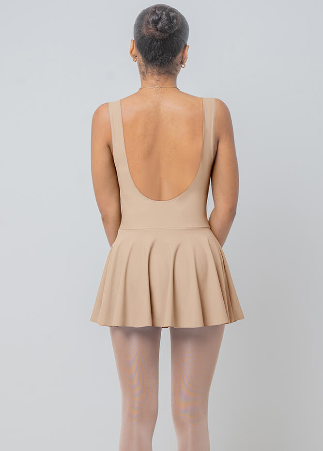 Womens Backless Tank Skirted Leotard