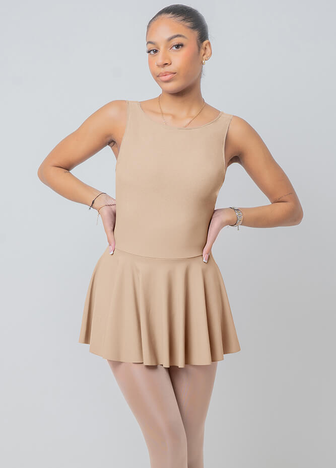 Womens Backless Tank Skirted Leotard