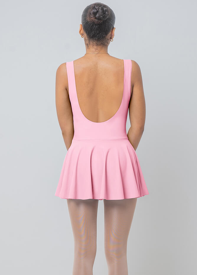 Womens Backless Tank Skirted Leotard