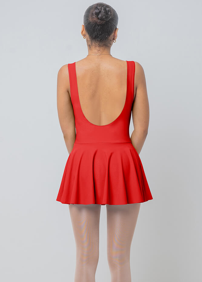 Womens Backless Tank Skirted Leotard