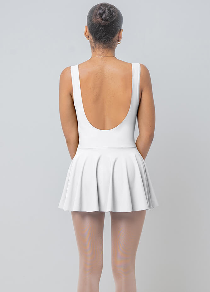 Womens Backless Tank Skirted Leotard