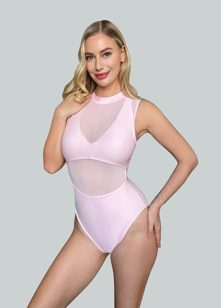 Womens Cut-Out Sheer Mesh Bodysuit