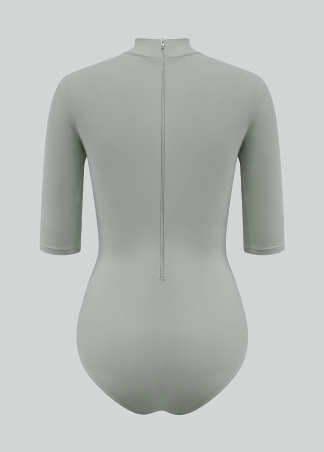 Womens Half-Sleeved Mock Neck Spandex Leotard