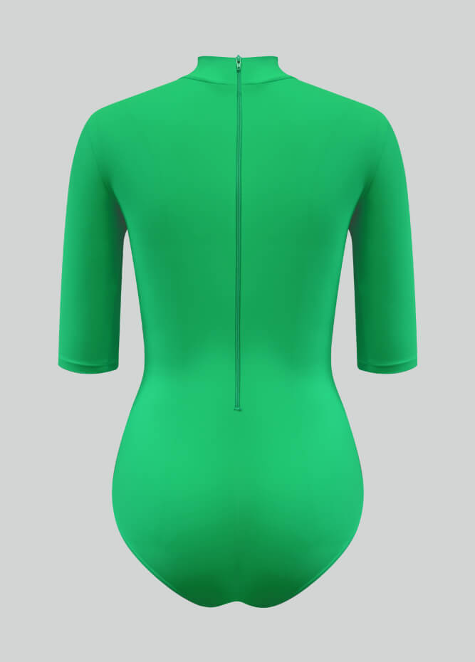 Womens Half-Sleeved Mock Neck Spandex Leotard