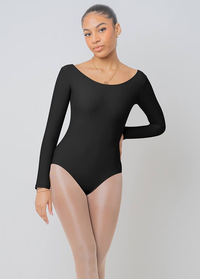 Womens Long Sleeve Scoop Neck Dance Leotard