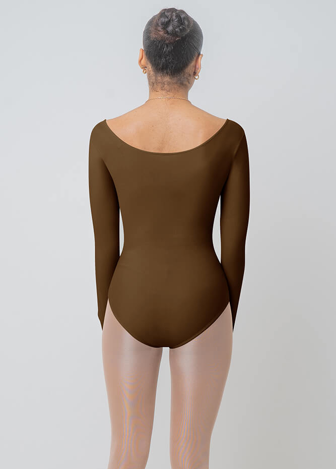 Womens Long Sleeve Scoop Neck Dance Leotard