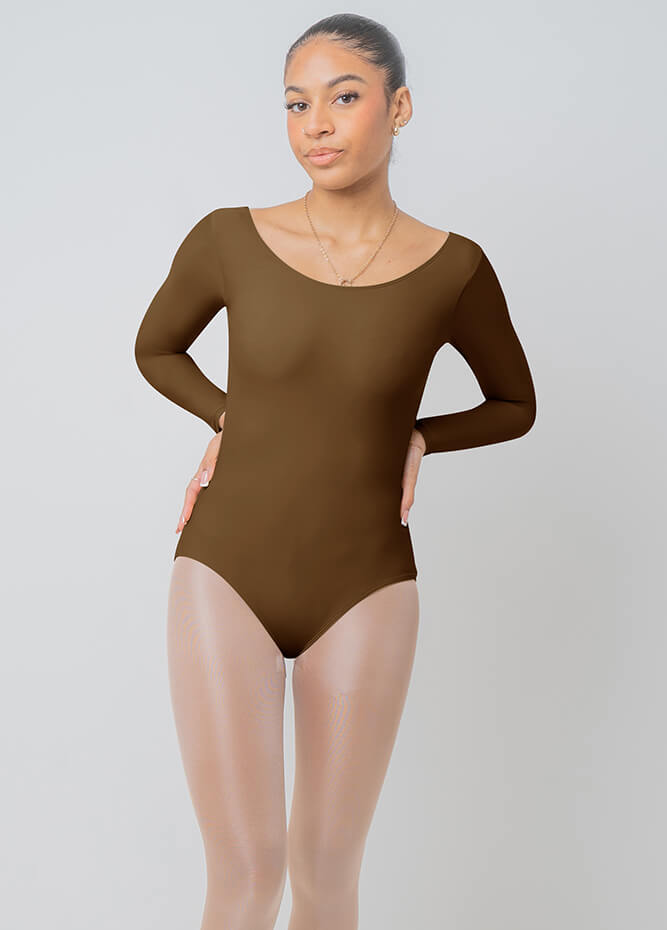 Womens Long Sleeve Scoop Neck Dance Leotard