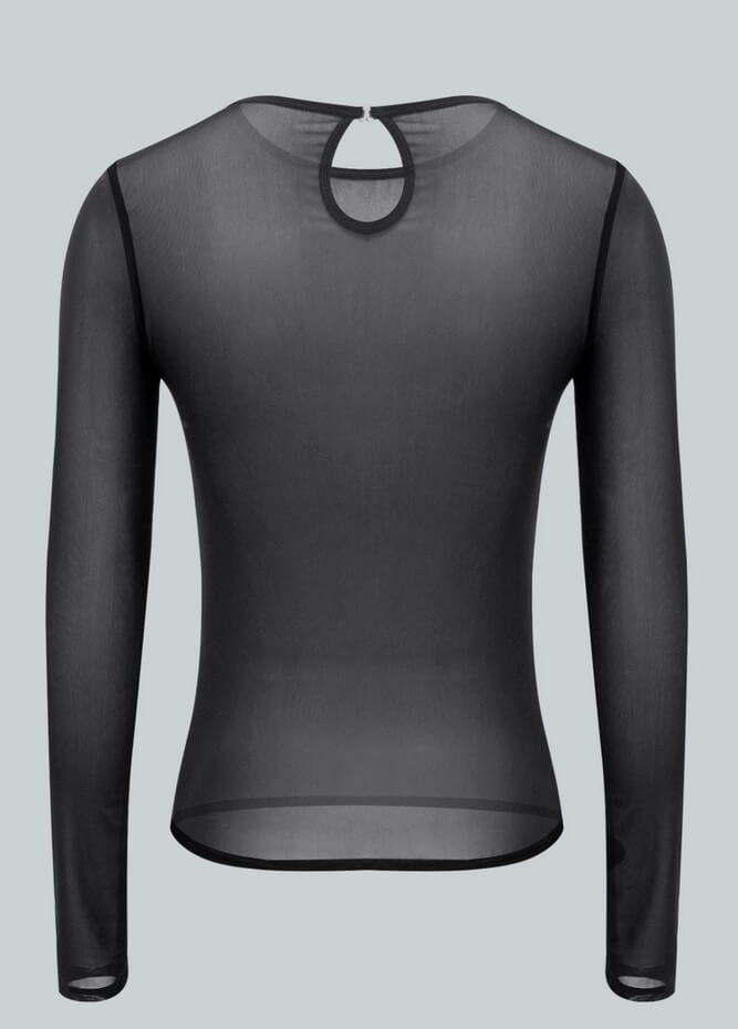 Womens Long Sleeve Sheer Mesh Top