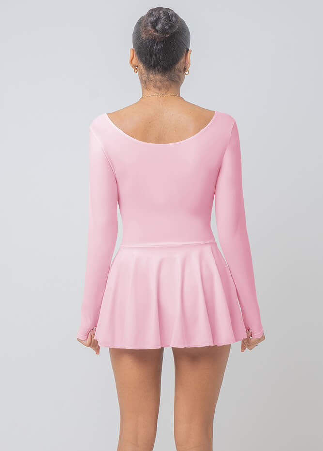 Womens Long Sleeve Skirted Leotard