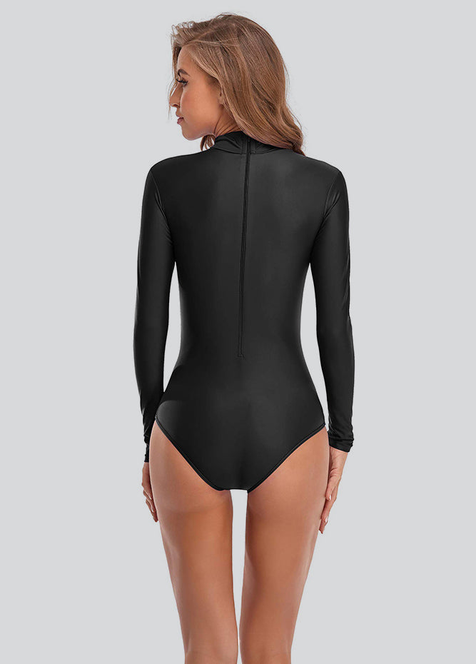 Womens Long Sleeve Turtleneck Back Zipper Leotard