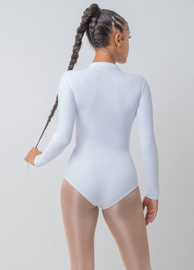 Womens Long Sleeve Zip Front Leotard