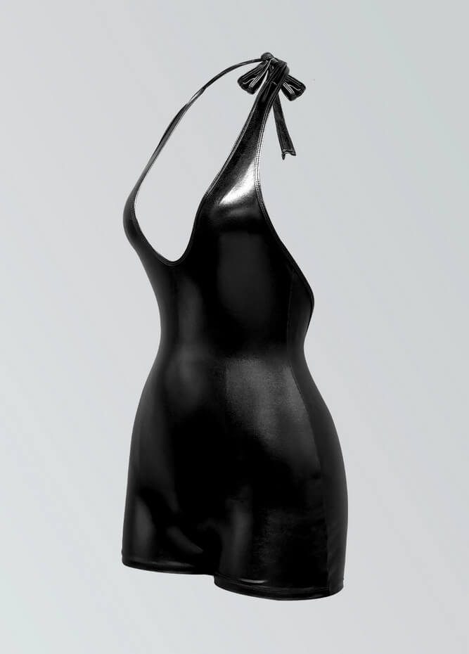 Womens Metallic Halter V-Neck Short Unitard